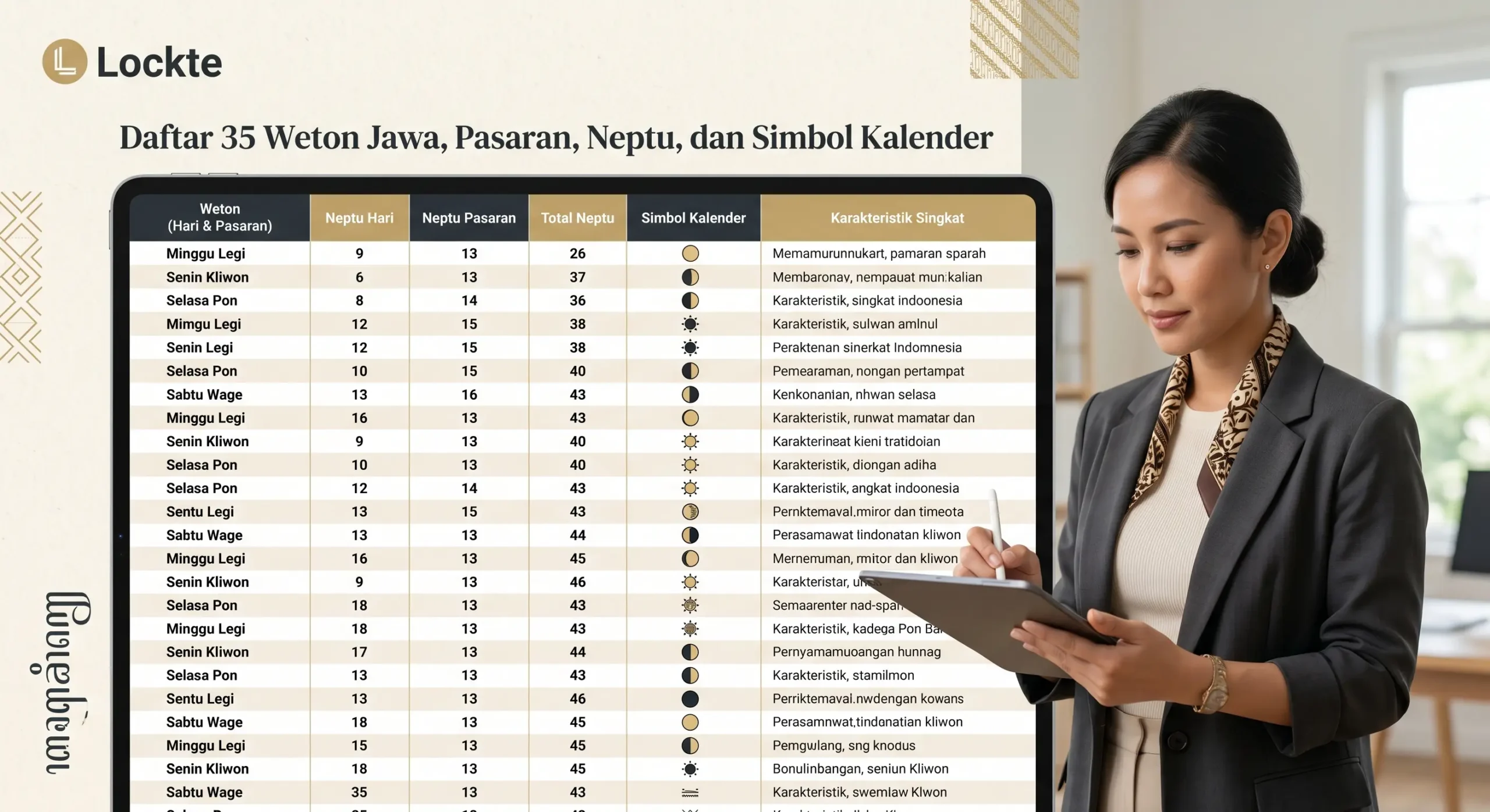 Daftar weton Jawa lengkap 35 weton dengan nilai neptu