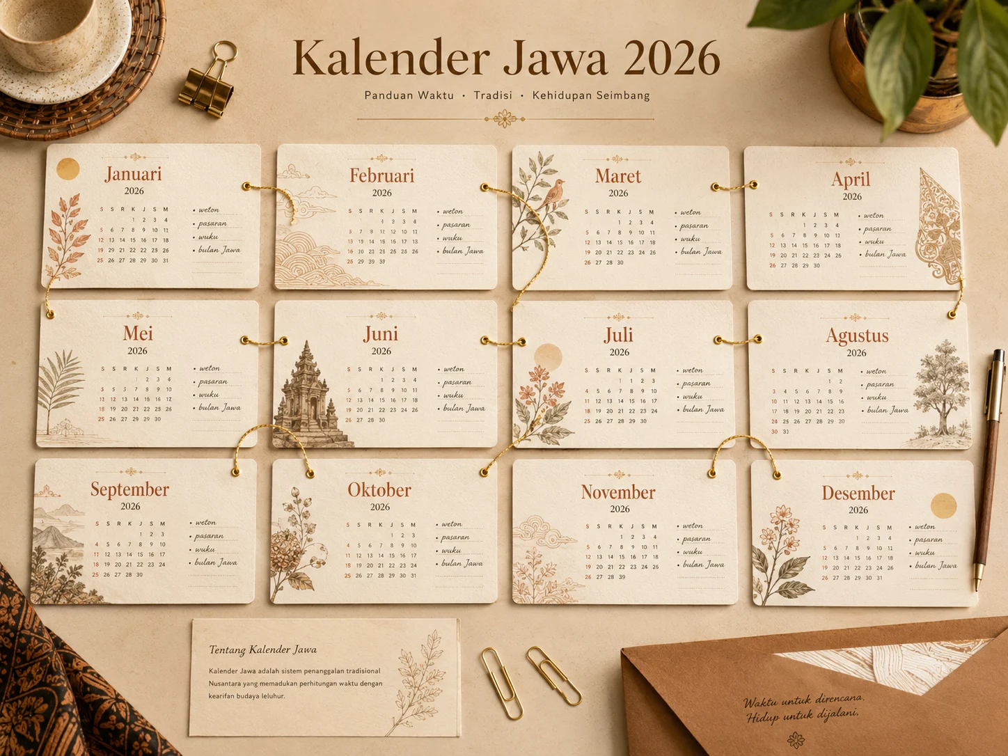 Kalender Jawa 2026 dengan weton pasaran dan wuku