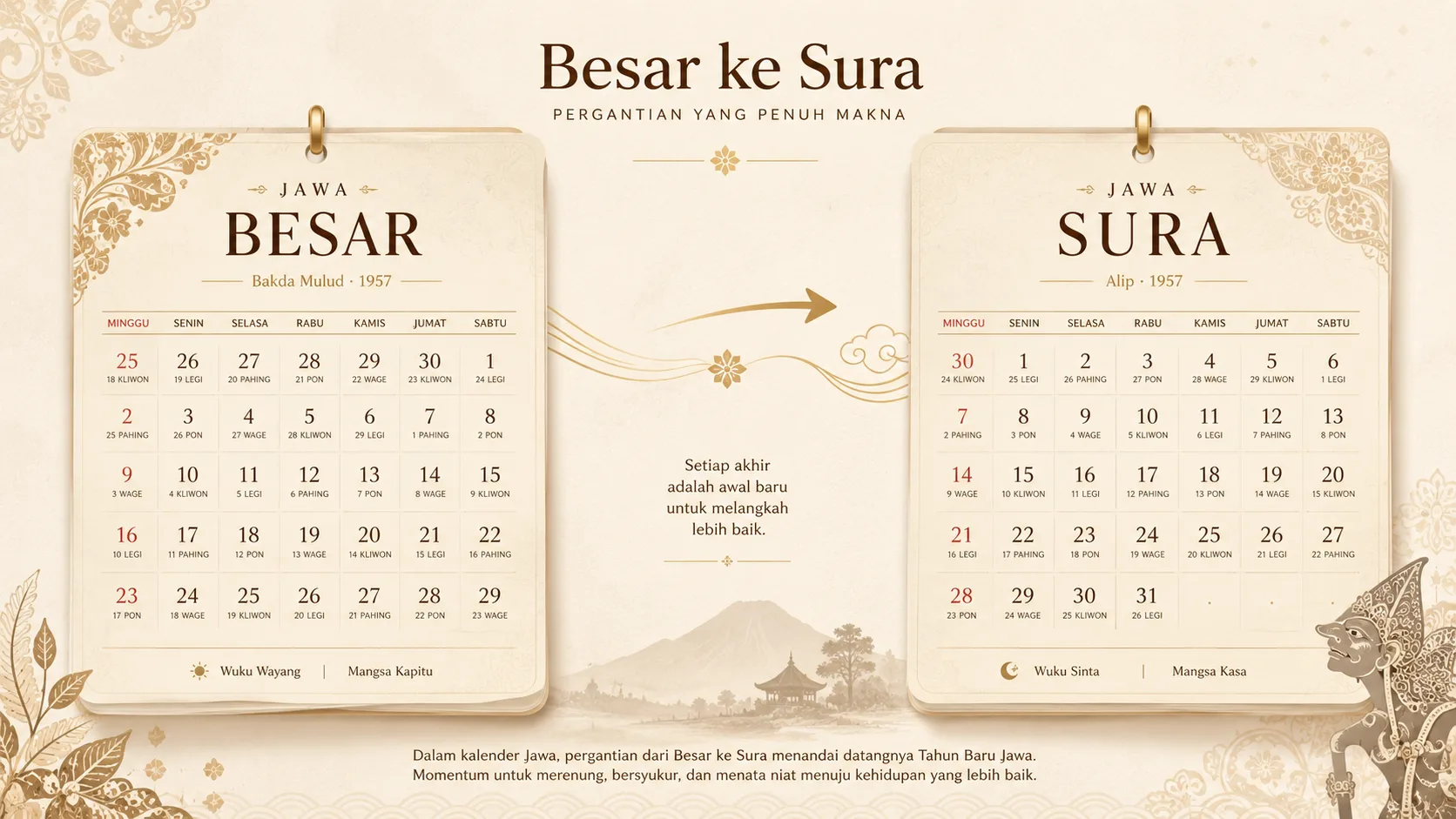 Peralihan bulan Besar ke Suro dalam kalender Jawa Juni 2026