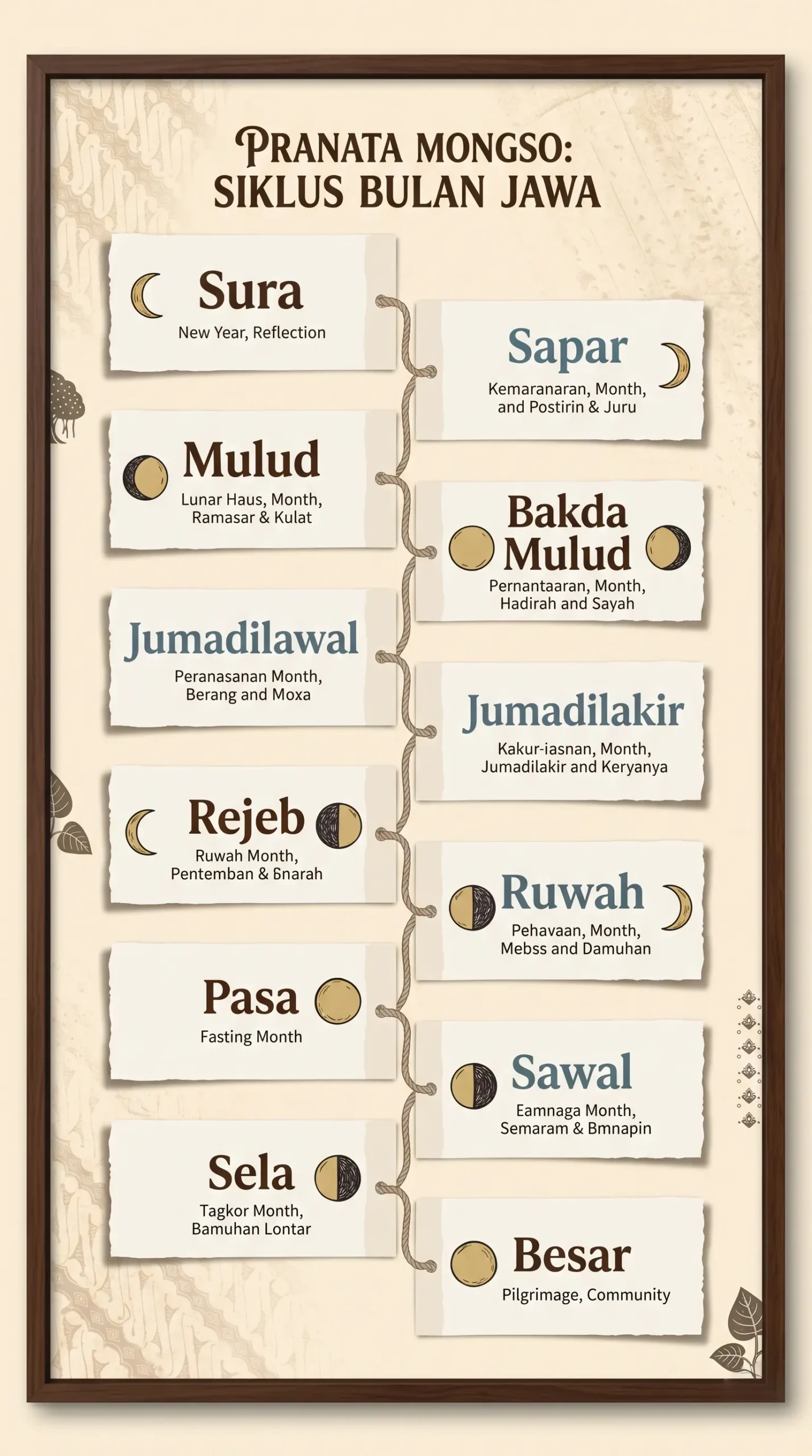 Tabel 12 bulan Jawa dari Sura sampai Besar