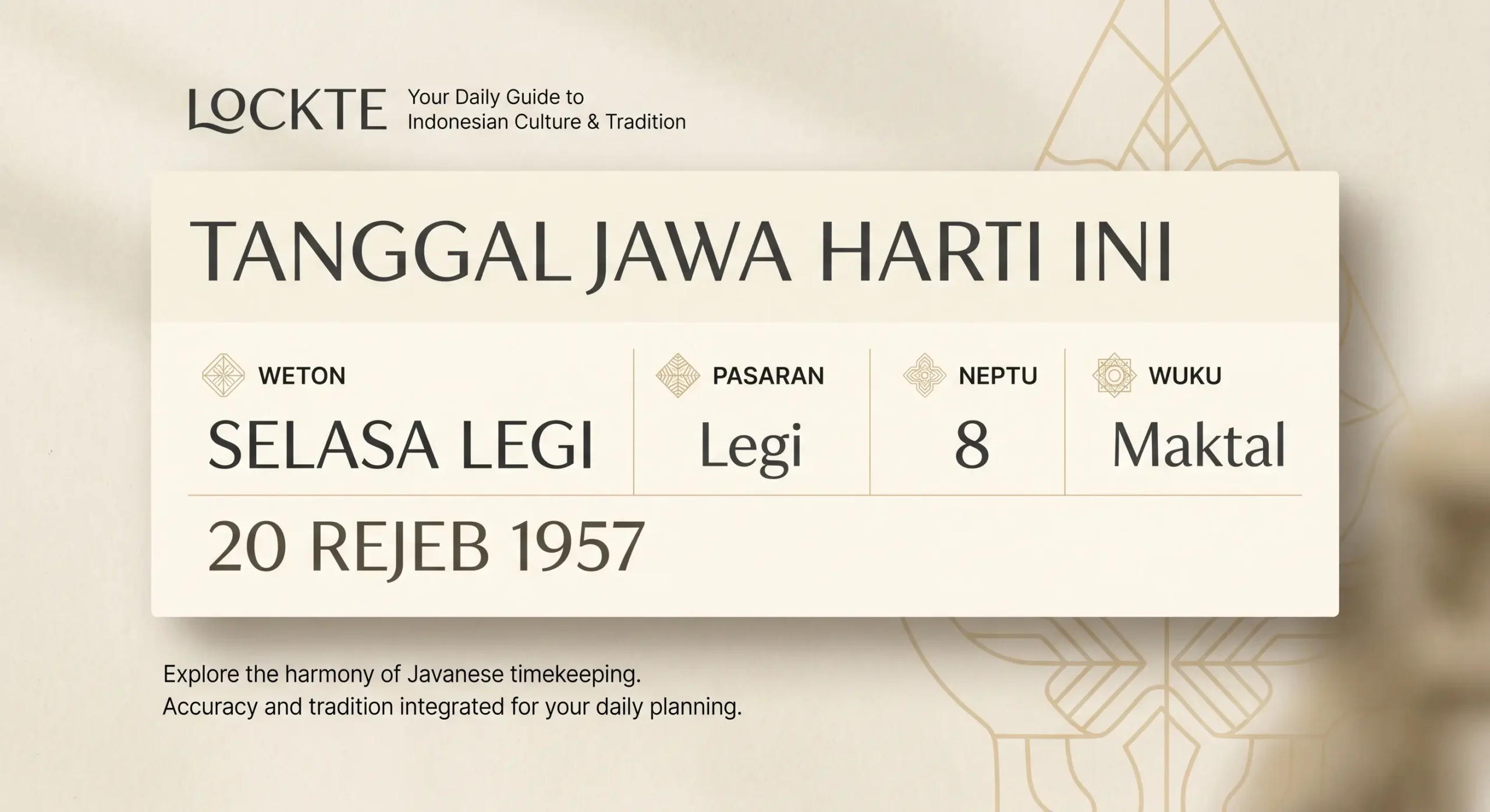 Tanggal Jawa hari ini dalam kalender Jawa online