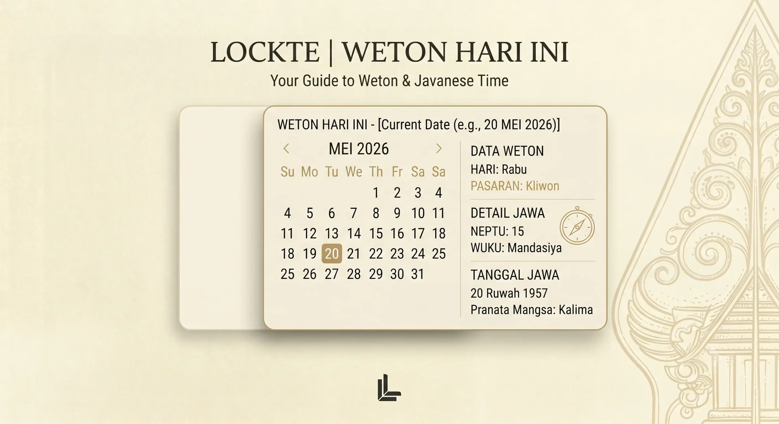 Weton hari ini dalam kalender Jawa online