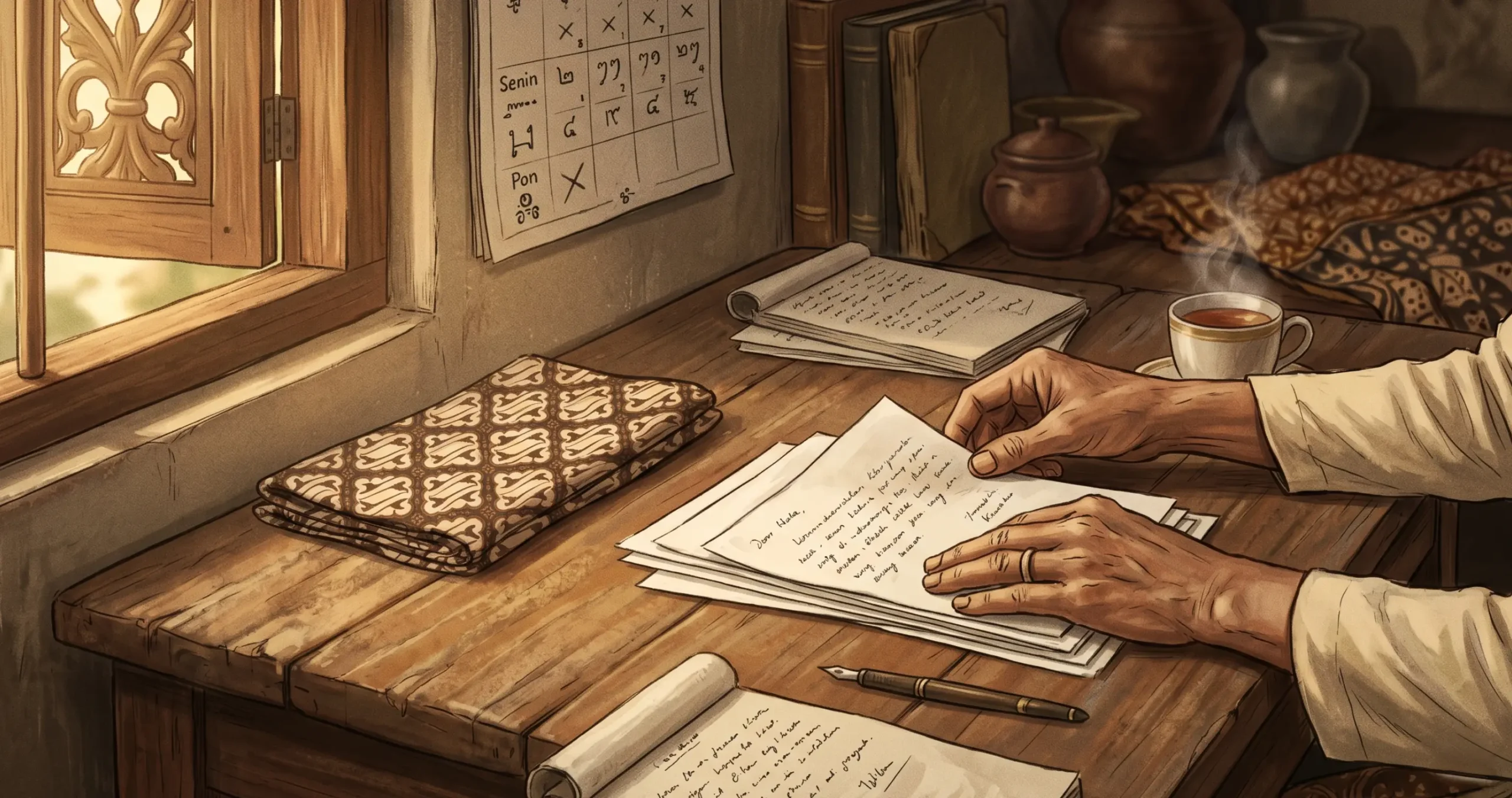 Ilustrasi weton Senin Pon dalam tradisi kalender Jawa